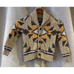 Oshkosh B'gosh Brown Knit Aztec Western Print Cozy Cardigan Sweater‎ 5